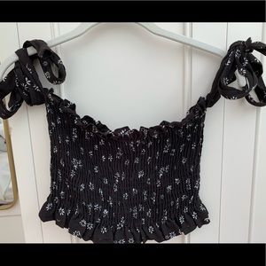 Blue Life crop top Floral print with daisi…